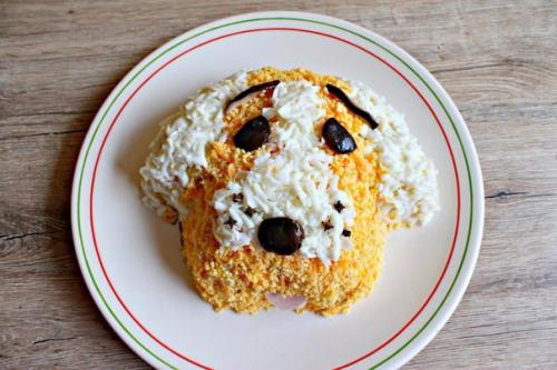 Рецепт новогодний салат собачка к новому году 2018. 09