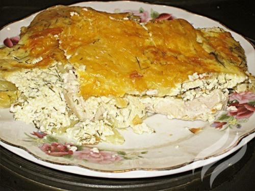 Картофельная запеканка с курицей. 

