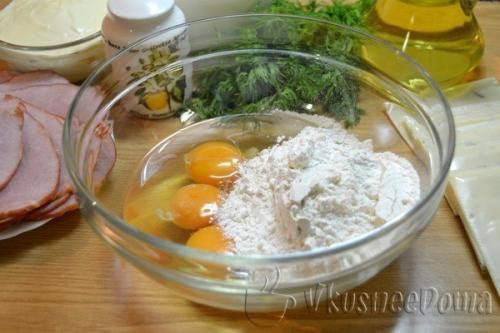 Блинные рулетики с начинкой из ветчины и сыра. 02