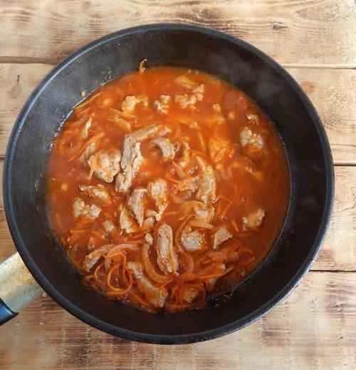 Мясо в китайском сладком соусе на СКОВОРОДЕ. 08