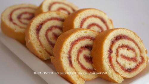 Бисквитный рулет нежный. 02 Бисквитный рулет нежный. 02