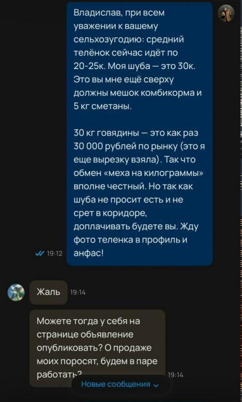 Девушка выставила на продажу шубу, но вместо обычного покупателя ей написал настоящий мастер бартерных сделок. 02