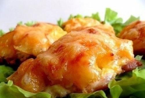 Курица, запеченная с ананасами и сыром. 04