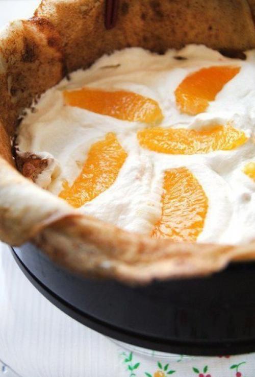 Блинный торт с апeльсином и взбитыми сливками. 04 Блинный торт с апeльсином и взбитыми сливками. 04