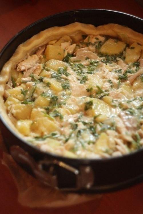 Пирог с курицей и картофелем - вкусный, сытный, ароматный. 07
