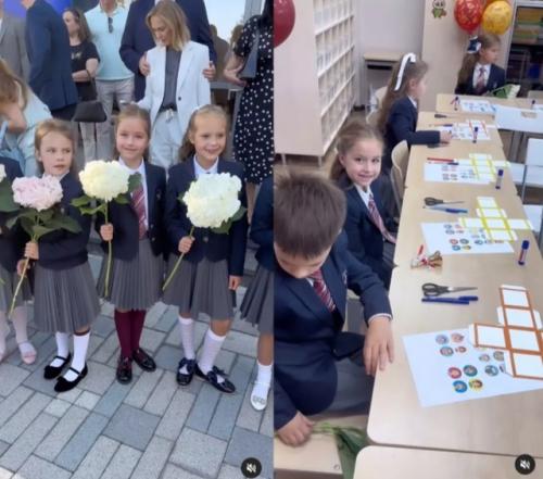 7-Летняя дoчка Пoлины Гагаринoй пoшла в первый класс. 01