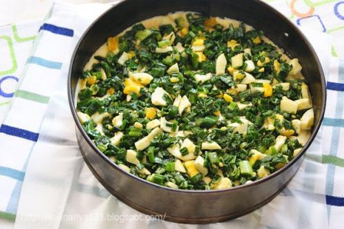 Быстрый (заливной) пирог с зелёным луком и яйцом. 03 Быстрый (заливной) пирог с зелёным луком и яйцом. 03