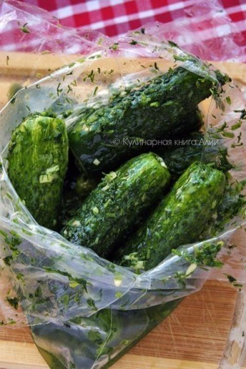 Быстрые малосольные огурчики в пакете. 08