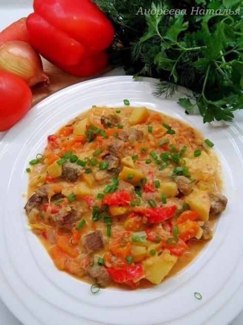 Нежное жаркое из говядины с овощами. 01