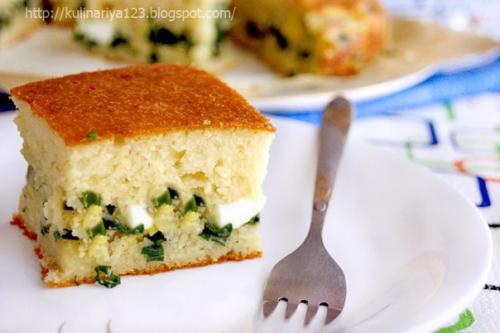 Быстрый (заливной) пирог с зелёным луком и яйцом. 07 Быстрый (заливной) пирог с зелёным луком и яйцом. 07