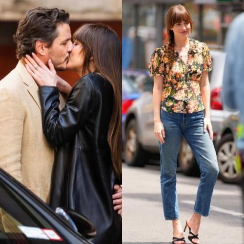 Дакота Джонсон, Крис Эванс и Педро Паскаль сыграли любовный треугольник и в фильме Материалисты, премьера которого уже 13 июня. 01