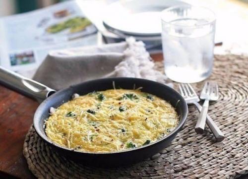 Омлет с брокколи на завтрак.