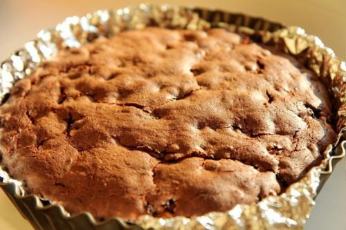 Брауни с творогом и вишней. 08