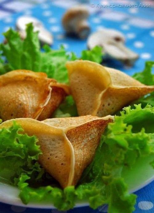 Блинчики с грибами и сыром. Блинчики с грибами и сыром.