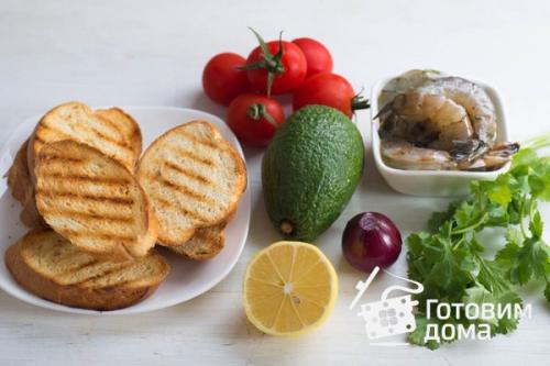 Брускетта с гуакамоле и креветками. 01 Брускетта с гуакамоле и креветками. 01