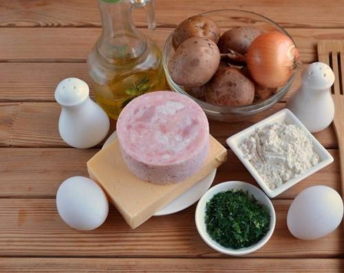 Оладьи с ветчиной, сыром и зеленью. 01