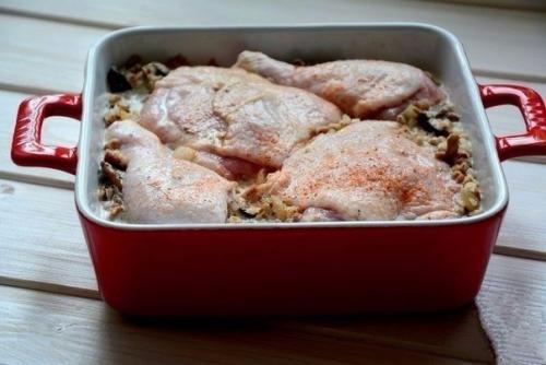 Гречка с курицей, запеченная в сливках. 05