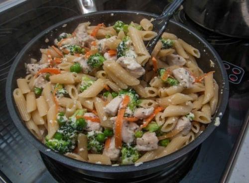 Паста с курицей, овощами и сливочным соусом. 08 Паста с курицей, овощами и сливочным соусом. 08