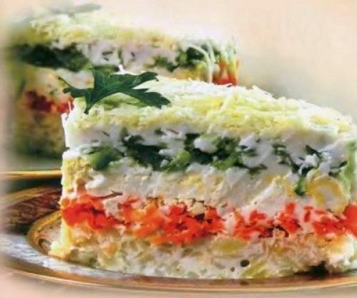 Овощной торт без майонеза.