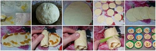 Творожное - мини булочки с изюмом Розочки. 01 Творожное - мини булочки с изюмом Розочки. 01