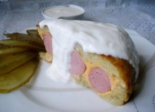 Картофельная запеканка с сосисками и сыром (в мультиварке). Картофельная запеканка с сосисками и сыром (в мультиварке).