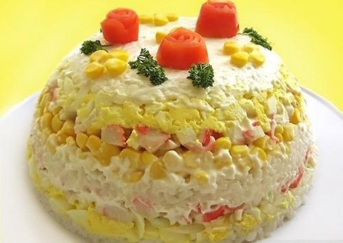 Салаты с крабовыми палочками (мясом). 06