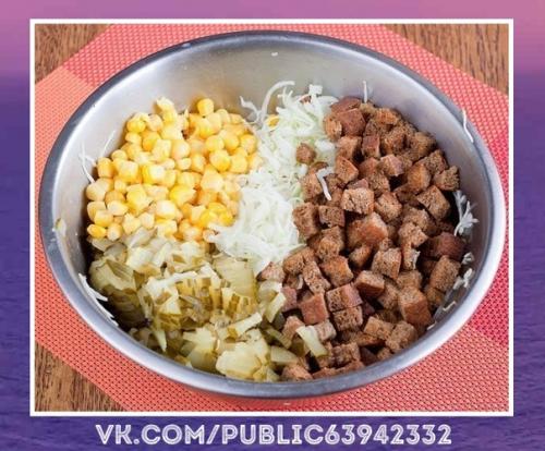 Оригинальный рецепт. Салат с сухариками. 04 Оригинальный рецепт. Салат с сухариками. 04
