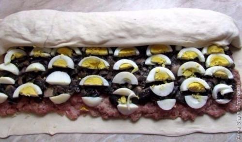 Мясной рулет с грибами в слоеном тесте. 01 Мясной рулет с грибами в слоеном тесте. 01