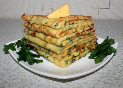 Cырные блинчики с петрушкой. Cырные блинчики с петрушкой.