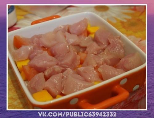 Вкуснющий рецептик.  Диетическая запеканка с курицей и тыквой. 02