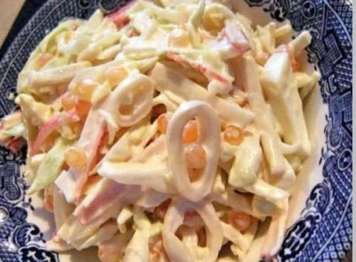 Три простых салатика с кальмарами. Три простых салатика с кальмарами.