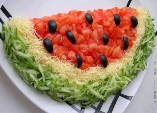 Салат Арбуз.  Ингредиенты: