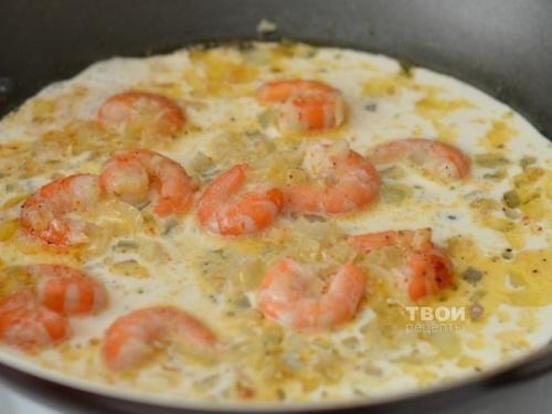 Паста с креветками в чесночно - сливочном соусе. 02