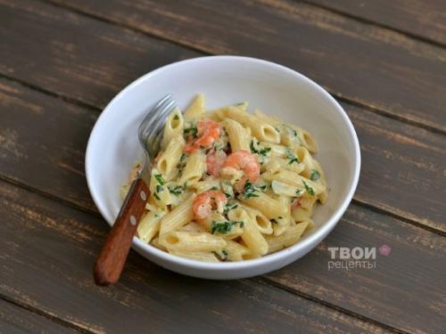 Паста с креветками в чесночно - сливочном соусе. 04