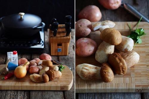 Картофель со сливками и белыми грибами. 01