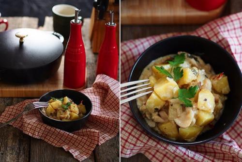 Картофель со сливками и белыми грибами. 05