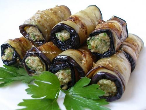 Рулеты из баклажанов с грецкими орехами. | Школа красоты