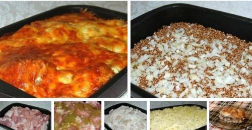 Курица, запеченная с гречкой. Курица, запеченная с гречкой.