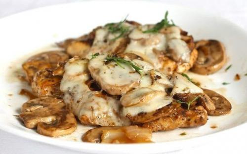 Курица, фаршированная грибами и сыром. 06