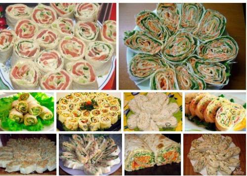 10 рецептов рулетов из лаваша? 

