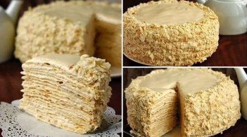 Торт Наполеон с очень вкусным кремом. Торт Наполеон с очень вкусным кремом.