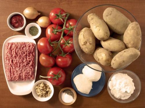 Фаршированный картофель.  Ингредиенты: 01