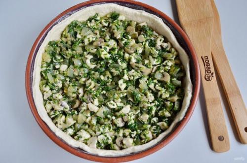 Быстрый куриный пирог со шпинатом и грибами. 05 Быстрый куриный пирог со шпинатом и грибами. 05