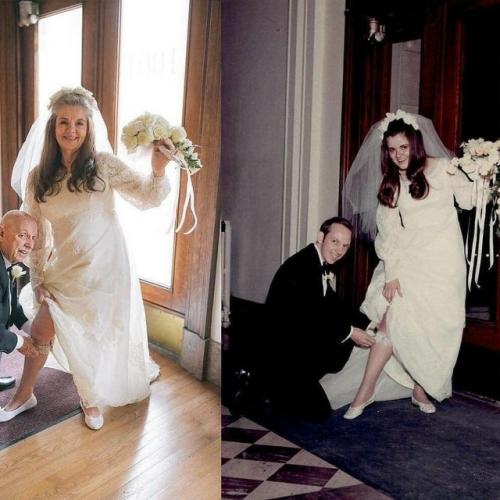 Пожилые супруги повторили свадебную фотосессию спустя 50 лет, напомнив о самом важном в жизни. 08