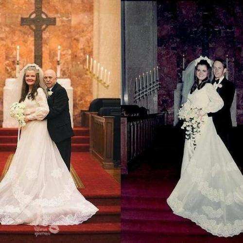 Пожилые супруги повторили свадебную фотосессию спустя 50 лет, напомнив о самом важном в жизни.

