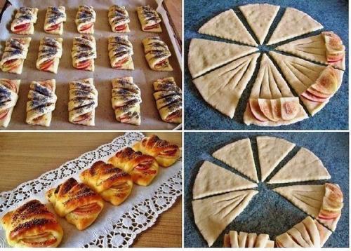 Конвертики с яблоками из творожного теста. Конвертики с яблоками из творожного теста.