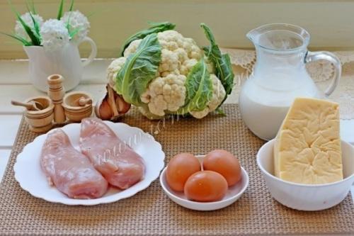 Запеканка из цветной капусты и курицы. 01 Запеканка из цветной капусты и курицы. 01