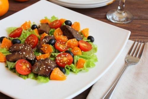 Салат с куриной печенью и мандаринами. 07 Салат с куриной печенью и мандаринами. 07