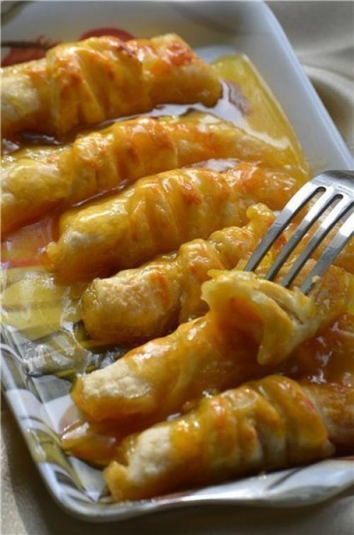 Слойки с мандаринами в карамельном сиропе. Слойки с мандаринами в карамельном сиропе.