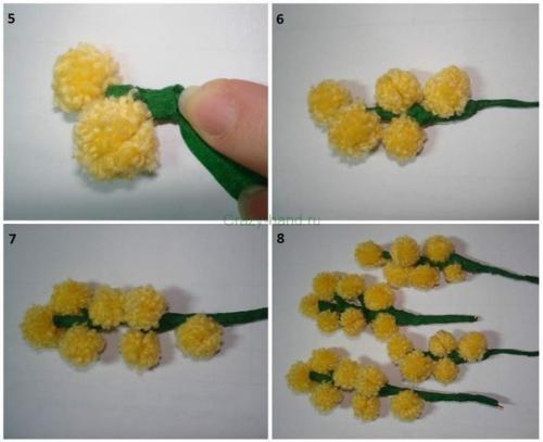 Букет мимоз из маленьких помпончиков. 02 Букет мимоз из маленьких помпончиков. 02